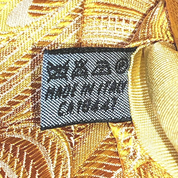 Tino Cosma Luxury Italian Handmade Yellow & Gold Swirled Pattern 100% Silk Tie - Picture 7 of 7